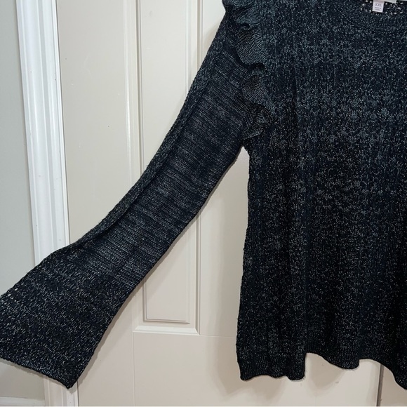 Know Rose Dark Green Ruffle Shoulder Cotton and Wool Blend Knit Sweater Size XXL - Picture 5 of 13